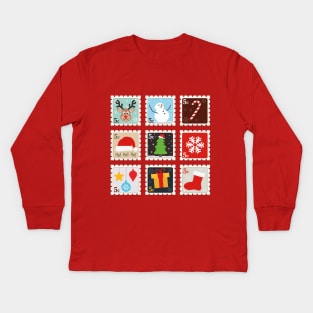 Christmas Stamps | Gift Ideas | Cute Design Kids Long Sleeve T-Shirt